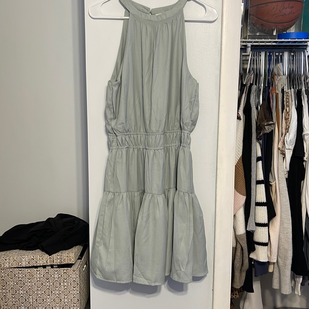 Super cute halter sage green mini dress